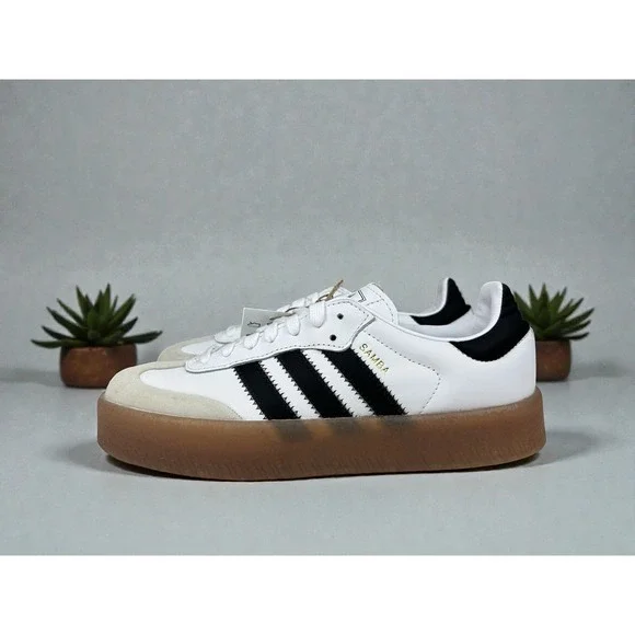 adidas‎ Sambae White Black Gum JI1349 Women's Size 8.5 New Platform - Picture 2 of 9